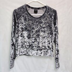 Streetwear Silver Toned Crushed Velour/Velvet Long Sleeve Top